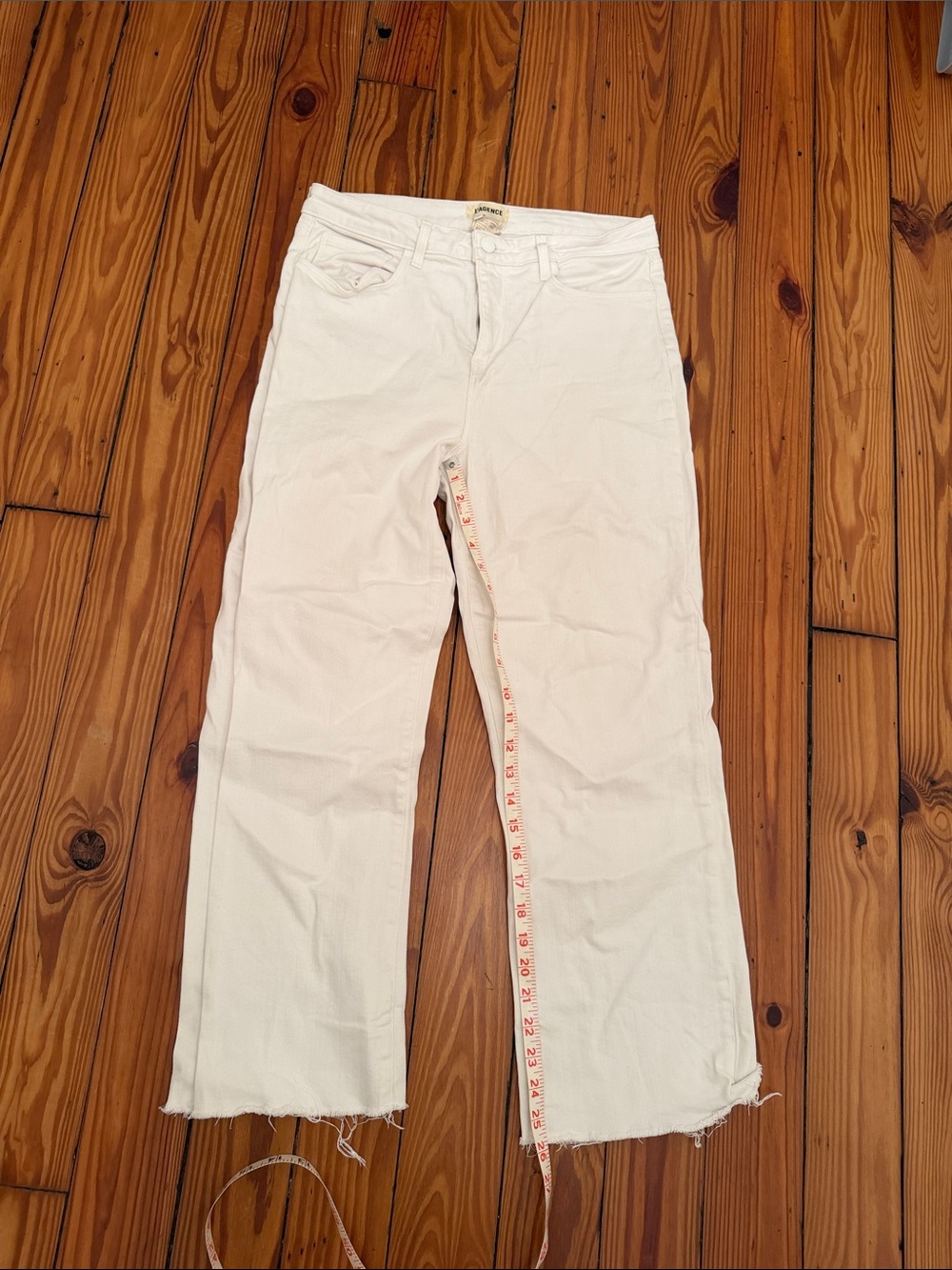 L’agence White Wide-Leg Jeans with Raw Hem 30